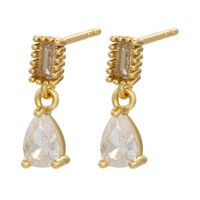 Fashion Micro-set Zircon Drop-shaped Pendant Earrings Colored Diamond Copper Earrings main image 4