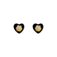 Retro Earrings Black And White Heart-shaped Camellia Earrings Alloy Ear Jewelry main image 3