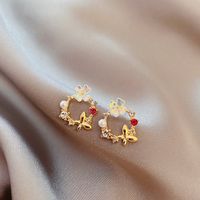 Fashion Flower Butterfly Zircon Simple Diamond-studded Earrings Copper Ear Jewelry main image 1