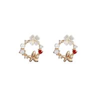 Fashion Flower Butterfly Zircon Simple Diamond-studded Earrings Copper Ear Jewelry main image 3