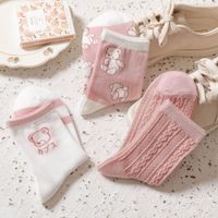 New Mid-tube Cotton Cute Bear Pink Princess Socks main image 5