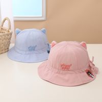 Cute Cat Ears Embroidered Cat Tethered Basin Hat 2022 Spring New Fisherman Hat main image 1