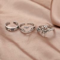 Mermaid Butterfly Open Knuckle Rings 3 Pieces Creative Retro Hollow Rings main image 2