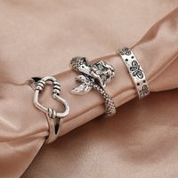 Mermaid Butterfly Open Knuckle Rings 3 Pieces Creative Retro Hollow Rings main image 3