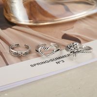 Mermaid Butterfly Open Knuckle Rings 3 Pieces Creative Retro Hollow Rings main image 4