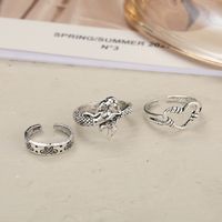 Mermaid Butterfly Open Knuckle Rings 3 Pieces Creative Retro Hollow Rings main image 5