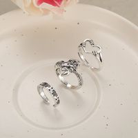 Mermaid Butterfly Open Knuckle Rings 3 Pieces Creative Retro Hollow Rings main image 6