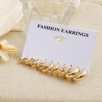 Simple C-shaped Fashion Ear Hook Set 5 Pieces Pearl Alloy Earrings main image 4
