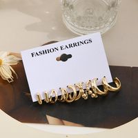 Simple C-shaped Fashion Ear Hook Set 5 Pieces Pearl Alloy Earrings main image 5