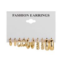 Simple C-shaped Fashion Ear Hook Set 5 Pieces Pearl Alloy Earrings main image 6