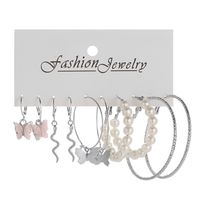 Fashion Simple Butterfly Snake Pearl Earring Simple Ear Drop Alloy Ear Jewelry main image 6