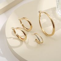 New Fashion Jewelry 4 Pairs Of Double-layer Rhinestone Hoop Earrings main image 3