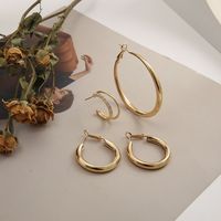 New Fashion Jewelry 4 Pairs Of Double-layer Rhinestone Hoop Earrings main image 5