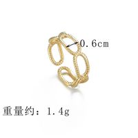 14k Gold Embossed Oval New Ring Ladies Retro Titanium Steel Open Index Finger Ring sku image 1