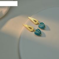 Fashion Gemstone Geometric Retro Simple Earrings Copper Earrings sku image 4