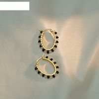 Fashion Crystal Bead Earrings Retro Colorful Stainless Steel Earrings sku image 3