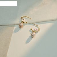 Boucles D&#39;oreilles En Perles De Fleurs Plaquées Or 14 Carats À La Mode Boucles D&#39;oreilles Simples Et Élégantes En Acier Inoxydable sku image 2