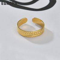 European And American Retro Tire Texture Open Ring 14k Gold Titanium Steel Ring sku image 1