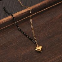 French Retro Black Diamond Claw Chain Love Necklace Clavicle Chain sku image 2