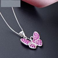 Fashion Diamond-studded Butterfly Simple S925 Silver Necklace Pendant sku image 1