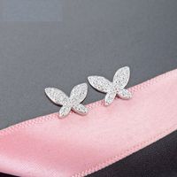 Fashion Inlaid Zircon Butterfly S925 Silver Stud Earrings Wholesale sku image 2