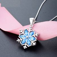 Korean Fashion Necklace Accessories S925 Silver Inlaid Crystal Snowflake Pendant sku image 1