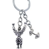 Fashion Creative Hercules Keychain Fitness Dumbbell Metal Keyring sku image 13