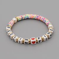 Pulsera De Perlas De Cerámica Suave Con Arco Iris De Letras Inglesas De Bohemia sku image 13