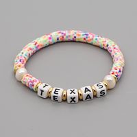 Bohemia English Letter Rainbow Soft Ceramic Pearl Bracelet sku image 17