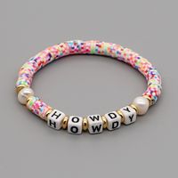 Bohemia English Letter Rainbow Soft Ceramic Pearl Bracelet sku image 21