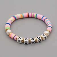 Bohemia English Letter Rainbow Soft Ceramic Pearl Bracelet sku image 2