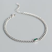 Simple Hollow Chain S925 Silver Emerald Geometric Bracelet sku image 2