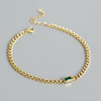 Simple Hollow Chain S925 Silver Emerald Geometric Bracelet sku image 1