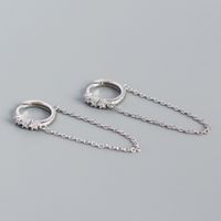 Simple S925 Silver Geometric Long Tassel Chain Zircon Earrings sku image 1