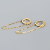 Simple S925 Silver Geometric Long Tassel Chain Zircon Earrings sku image 2