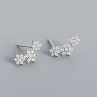 Mode Contraste Couleur S925 Argent Géométrique Fleur Zircon Boucles D'oreilles En Gros sku image 2