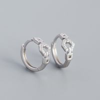 Fashion S925 Silver Inlaid Zircon Hollow Chain Shaped Design Hoop Earrings Wholesale sku image 1