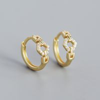 Fashion S925 Silver Inlaid Zircon Hollow Chain Shaped Design Hoop Earrings Wholesale sku image 2