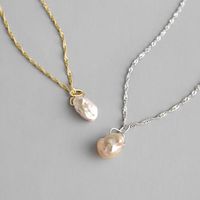 S925 Sterling Silver Necklace Baroqu Pearl Clavicle Women's Necklace sku image 2
