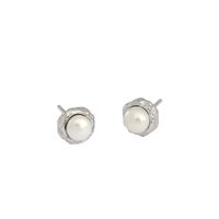 Fashion S925 Sterling Silver Irregular Pearl Earrings sku image 1