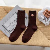 Simple Solid Color Long-tube Embroidery Pile Cotton Socks sku image 4