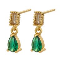 Fashion Micro-set Zircon Drop-shaped Pendant Earrings Colored Diamond Copper Earrings sku image 3