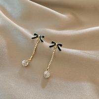 Fashion Geometric Bow Earrings Zircon Earrings Copper Ear Drop sku image 1
