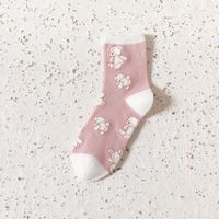 New Mid-tube Cotton Cute Bear Pink Princess Socks sku image 2