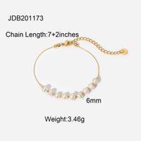 Simple Geometric Pearl Stainless Steel Jewelry Gold Chain Bracelet sku image 1