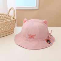 Cute Cat Ears Embroidered Cat Tethered Basin Hat 2022 Spring New Fisherman Hat sku image 1