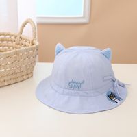Cute Cat Ears Embroidered Cat Tethered Basin Hat 2022 Spring New Fisherman Hat sku image 2