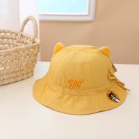 Cute Cat Ears Embroidered Cat Tethered Basin Hat 2022 Spring New Fisherman Hat sku image 3