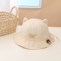 Cute Cat Ears Embroidered Cat Tethered Basin Hat 2022 Spring New Fisherman Hat sku image 4