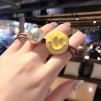 Koreanisches Tropfendes Öl Smiley Haarseil Metallkugel Haarschmuck sku image 1